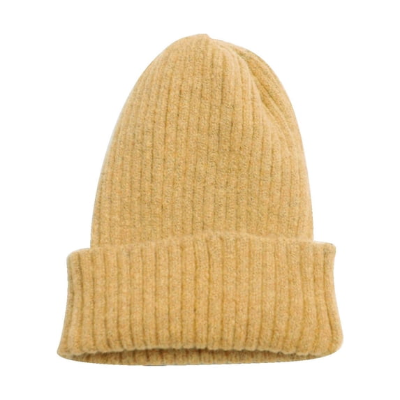Knit Short Watch Cap CQXIDFH Adult Knitted Beanie, Soft Stretchy Winter Cap, Windproof Warm Headwear for Autumn Outdoor Daily Wear, Cowboy Hat (Yellow, M)