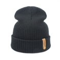 thumbnail image 1 of Knit Short Watch Cap CQXIDFH Adult Solid Knitted Winter Hat, Candy Color Casual Pullover Cap, Warm Cold Weather Headwear for Outdoor, Beanie Hat (Black, One Size), 1 of 2