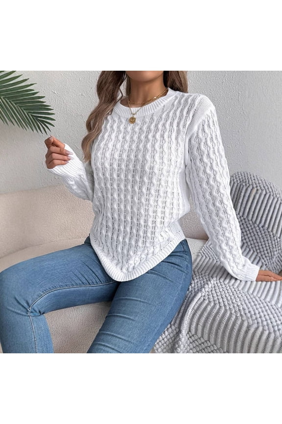 Knit Sleeve Sweater For Women Fall Winter Casual Solid Color Irregular Pullover Mens Warm Shirts Womens Cropped Pullover Sweaters Light Weight Sweater Men Screw Neck Sweater Air Overs Women's Pullover