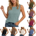 thumbnail image 1 of Knit Sleeveless Top Casual Round Neck Camisole Soft Stretch Basic Solid Color Tank For Everyday Wear, S, Light Blue, 1 of 6