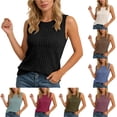 thumbnail image 1 of Knit Sleeveless Top Casual Round Neck Camisole Soft Stretch Basic Solid Color Tank For Everyday Wear, XXL, Black, 1 of 6