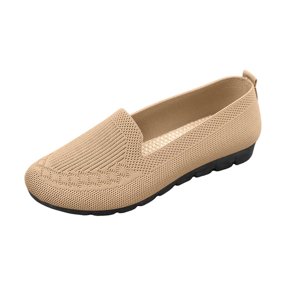 Knit Slip On Loafers For Women Breathable Lightweight Mesh Casual Flat Shoes Non Slip Flexible Sole Comfortable Walking Shoes Outdoor Sports Shoes Running Shoes For Work Travel And Everyday Wear