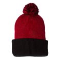 thumbnail image 1 of Knit Speckled Pom-Pom Beanie, Red / Black, 1 of 2