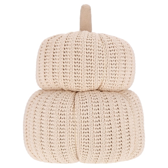 Knit Stacked Pumpkins Decorative Pillow, Cream, 10", Fall by Way To Celebrate