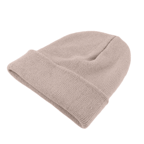 Knit Stretch Beanie Hat, Unisex Cotton Skull Cap, Khaki