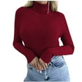 thumbnail image 1 of Knit Sweater Fashion Women's Casual Solid Color Knitted Sweater Turtleneck Sweater Women Lightweight Long Sleeve Shirts Tunic Tops Slim Pullover, 1 of 5