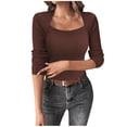 thumbnail image 1 of Knit Sweater Sevevn Womens Long Sleeve Sweater Crew Neck Ribbed Knit Basic Crop Tops, 1 of 7