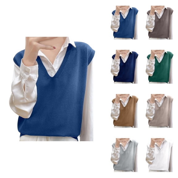 Knit Sweater Vest Autumn Winter Sleeveless Pullover Oversized Cardigan For Layering With Shirts And Blouses