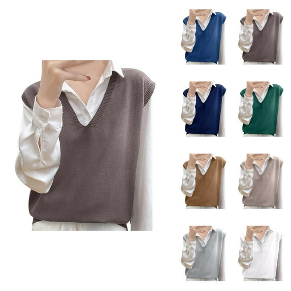Knit Sweater Vest Autumn Winter Sleeveless Pullover Oversized Cardigan For Layering With Shirts And Blouses