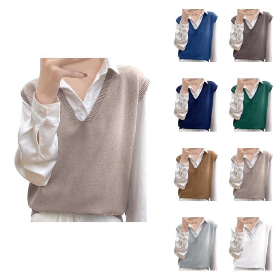 Knit Sweater Vest Autumn Winter Sleeveless Pullover Oversized Cardigan For Layering With Shirts And Blouses