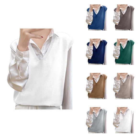 Knit Sweater Vest Autumn Winter Sleeveless Pullover Oversized Cardigan For Layering With Shirts And Blouses