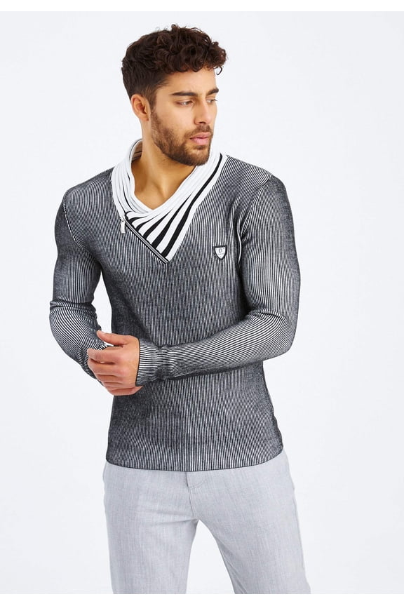 Knit Sweater With Fine Knit And Shawl Collar