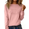 thumbnail image 1 of Knit Sweater for Women Long Sleeve Crew Neck Cute Sweaters Dressy Causal Loose Hollow Warm Soft Cozy Tunic Pullover,M, 1 of 6