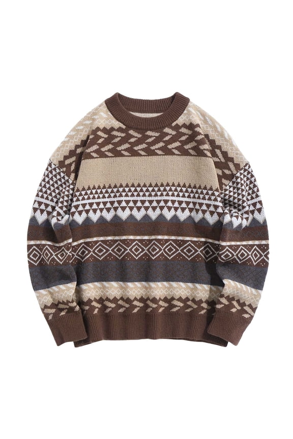 Knit Sweaters Women Long Sleeve Colorblock Tops Plaid Patchwork Pullover Shirts Oversized Casual Sweatshirts Thermal Comfy Costume Crew Neck Sweater Daily Work Clothes