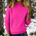 thumbnail image 1 of Knit Sweaters for Women Crewneck Loose Long Sleeve Winter Warm Wool Knit Pullover Tops Cozy Tunic Sweater Hot Pink XL, 1 of 7