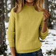 thumbnail image 1 of Knit Sweaters for Women Crewneck Loose Long Sleeve Winter Warm Wool Knit Pullover Tops Cozy Tunic Sweater Yellow M, 1 of 7