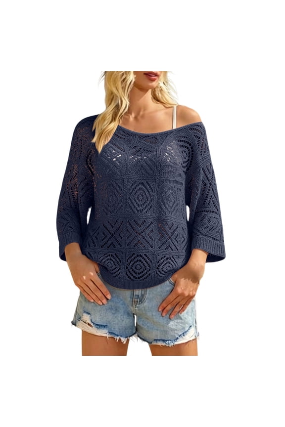 Knit Tank Tops For Women,Crochet Off The Shoulder Top See Through Sweater Oversized Crochet Top Crochet Pullover Summer Crochet Sweater Pullover Sweater Shirts Hollow Out Tops