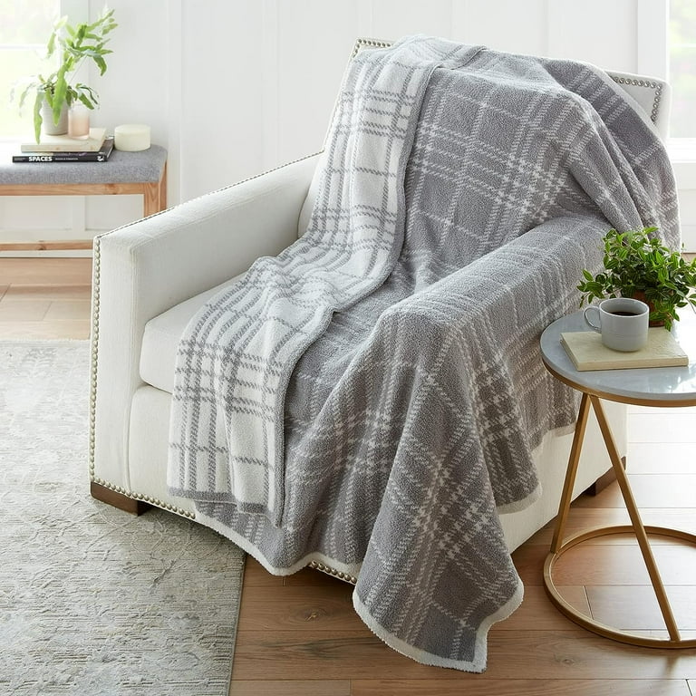 Knit Throw Blanket 60 x 70 Inches Soft Comfy Decorative Throw for Couch Bed Sofa Travel Grey