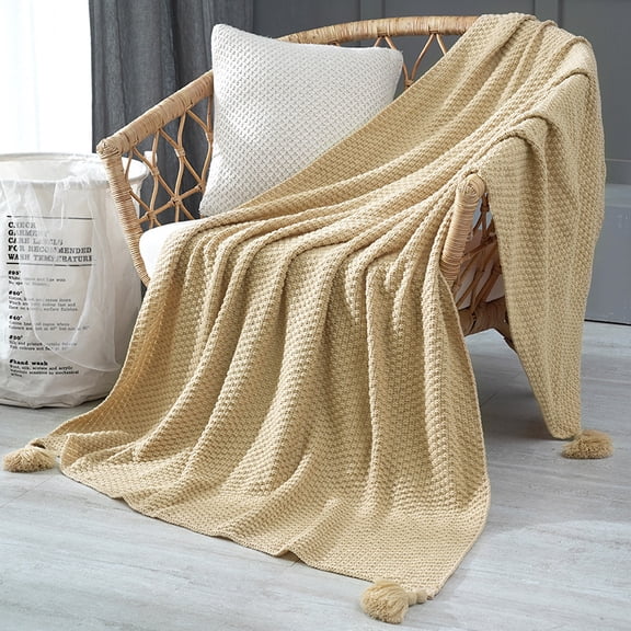 Knit Throw Blanket for Couch Soft Cozy Stripe Pattern Cable Knitted Throws Fall Fluffy Textured Solid Home Decor Blankets Couch Cover for Bed Sofa, Dusty 110*150cm
