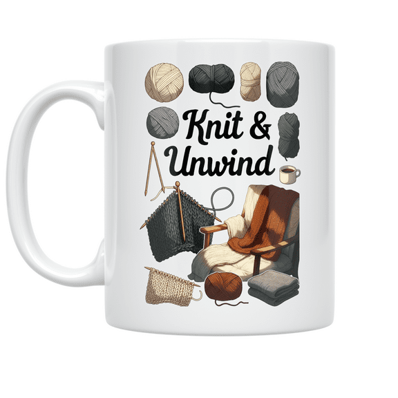 Knit & Unwind - Knitter - 11 oz Ceramic Coffee Mug