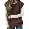 thumbnail image 1 of Knit Vest Oversized Round Neck Pullover Sleeveless Lightweight Layering Piece For Women Autumn Winter Casual Wear, 1 of 5
