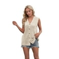thumbnail image 1 of Knit Vest for Women Spring Summer V Neck Sleeveless Sweater Button Down Cardigan Casual Cute Tank Tops  S, 1 of 8