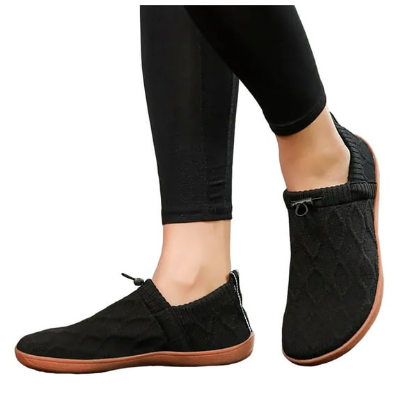 Knit Walking Shoes for Women Men Knitted Slip on Penny Loafers Wide Toe Barefoot Driving Work Sneakers