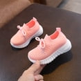 thumbnail image 1 of Knit Walking Sneakers, Toddler Baby Girls Boys Tennis White Walking Barefoot Slip On Shoes 18-24 Months Summer Soft Sole Flexible Cheer Shoes Breathable Outdoor Soccer Rubber Sneakers, Pink 5.5C, 1 of 5