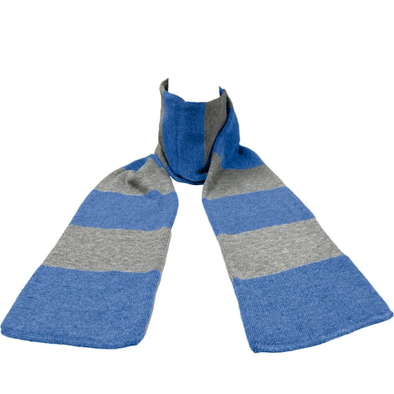 Knit Winter Rugby Striped Scarf for Men & Women - Stay Warm & Stylish (Heather Royal/ Heather Grey) -1 Pack
