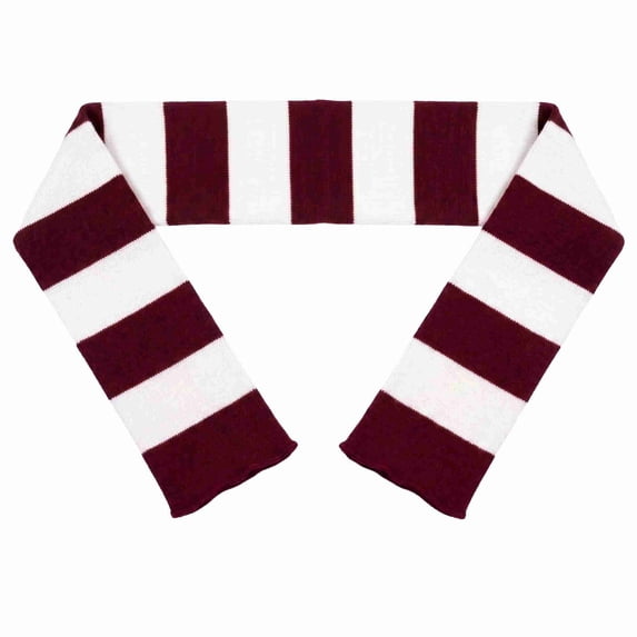 COUVER Unisex Knit Winter Rugby Striped Scarf Maroon and White 1 Pack