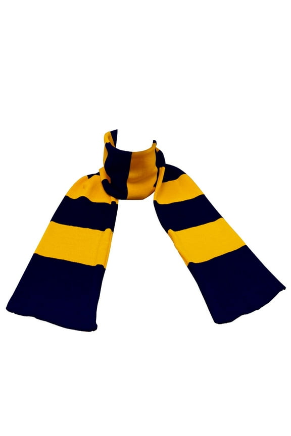Knit Winter Rugby Striped Scarf for Men & Women - Stay Warm & Stylish (Navy/ Gold) -1 Pack