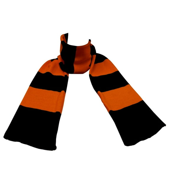 Knit Winter Rugby Striped Scarf for Men & Women - Stay Warm & Stylish (Navy/ Orange) -1 Pack
