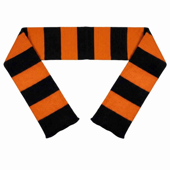 COUVER Unisex Knit Winter Rugby Striped Scarf Orange and Black 1 Pack