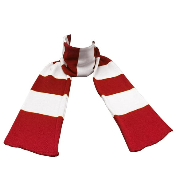 Knit Winter Rugby Striped Scarf for Men & Women - Stay Warm & Stylish (Red/ White) -1 Pack