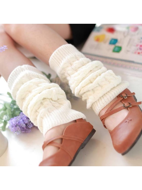 Knit Winter Thermal Warm Leg Warmers-Long Socks Boot Cuffs Topper Legging Pads for Women Lady Girls Best Xmas Gift,Womens Leg Warmers Crochet Knitted Long Boot Socks Warm Boot Cuffs White