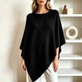 thumbnail image 1 of Knit Women Poncho Cape Style Crewneck Batwing Loose Fit Pullover Asymmetrical Winter Casual Sweater Free Size, 1 of 7