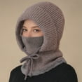 thumbnail image 1 of Knit Women Winter Hats for Women Winter Face Mask Ski Mask for Men and Women Warm Face Cover Neck Warmer Light Gray One Size, 1 of 3