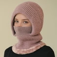 thumbnail image 1 of Knit Women Winter Hats for Women Winter Face Mask Ski Mask for Men and Women Warm Face Cover Neck Warmer Watermelon Red One Size, 1 of 3
