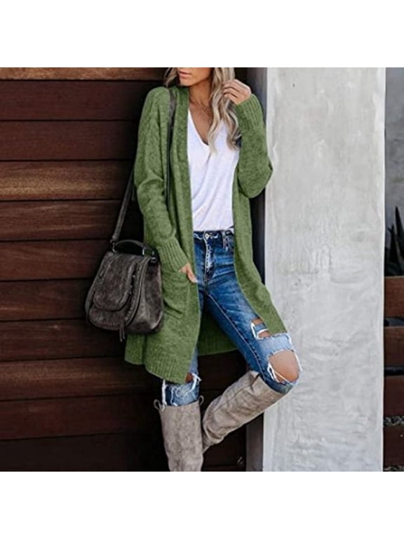 Knit Women's Pocket Cardigan Fashion Knit Loose Knit Sweater Sweater Coat For Women Short Sleeve Cardigan Knee Length Cardigan Cardigan Loose Petites Sweaters Womens Long Sleeve Button down Knit