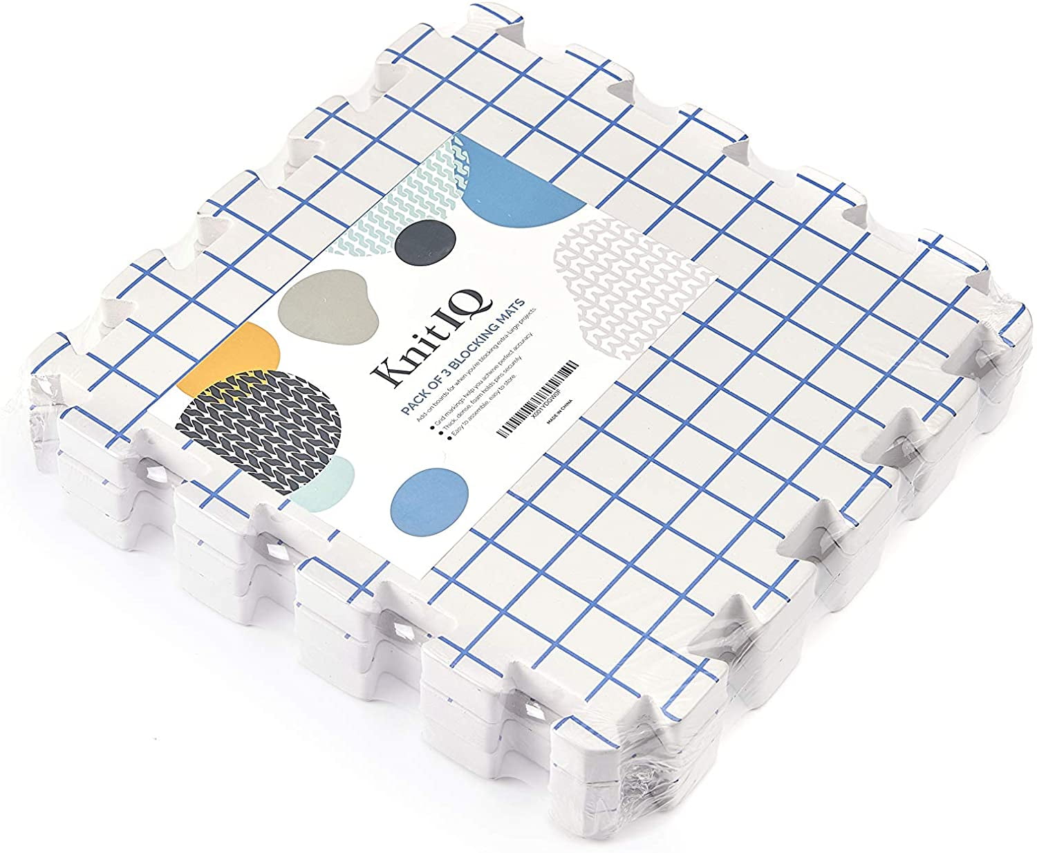 KnitIQ Blocking Mats for Crochet - 3 Extra Foam Boards with Pins