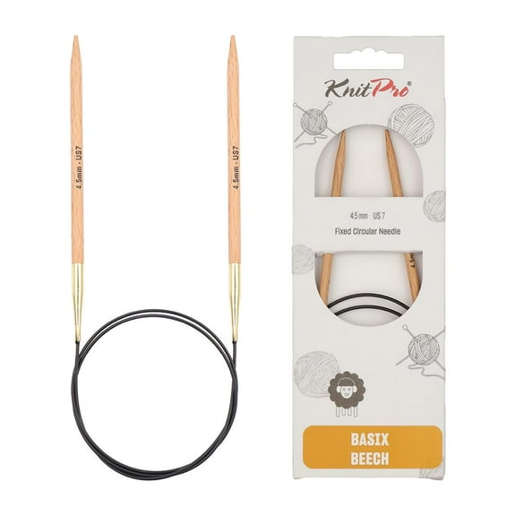 KnitPro KP35385 80 cm x 4.5 mm Basix Fixed Circular Needles, Birch