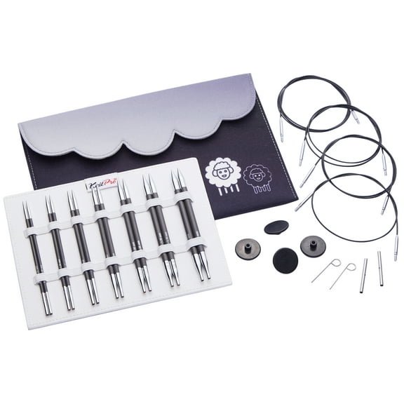 KnitPro-Karbonz MIDI Interchangeable Knitting Needle Set 5"-Set Of Seven