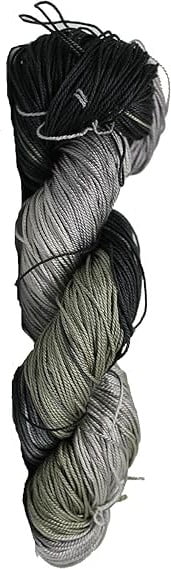 Knitsilk 3 Ply 100% Mulberry Silk Lace Weight Yarn | Perfect for Knitting & Crocheting and Weaving | Fine Quality Silk Yarn for Luxurious Creating Projects.(50Gm–260Yards, Black&Grey) (Pack of 5)