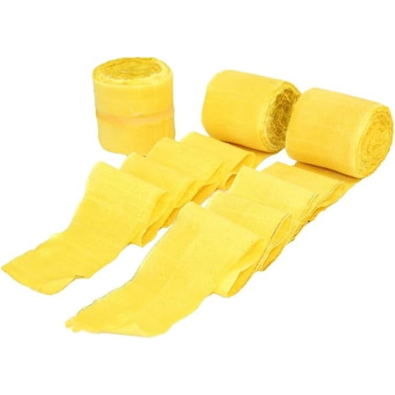 Knitsilk Luxurious Dupioni Satin Ribbon yarn (1.5 "x 7yds x 3count),dark yellow Ribbon Set for Gift Wrapping, Decorating Bouquet Wrap, Wedding Invitation and Crafts.