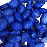 Knitsilk Mulberry Silk Fibres, Silk Cocoons, Silk Cut Cocoons, Selection Cut Cocoons Royal blue Pack of 3-90 pcs