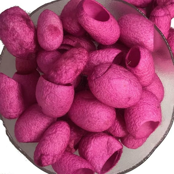 Knitsilk Mulberry Silk Fibres, Silk Cocoons, Silk Cut Cocoons, Selection Cut Cocoons (pink Pack of 3-90 pcs)