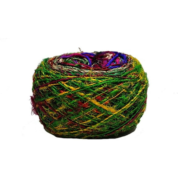 Knitsilk Premium Ball Recycled Sari Silk Yarn - Multicolor (100 Grams)