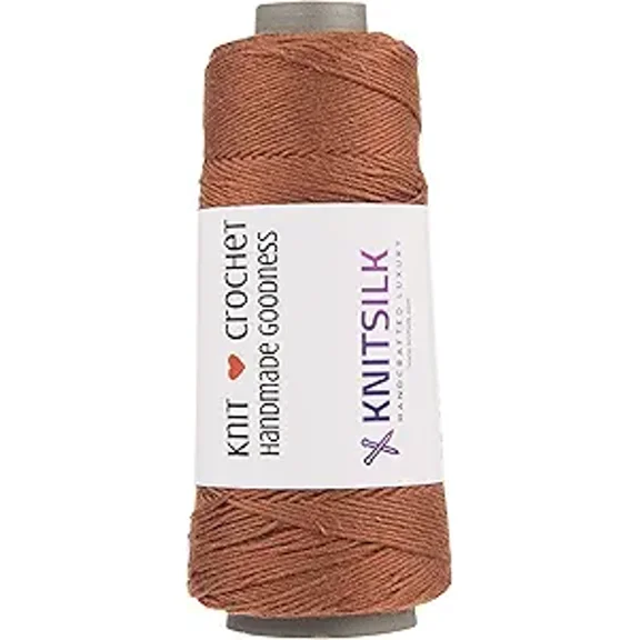 Knitsilk Pure Silk Viscose Blend Yarn in Cones - Perfect for Crochet and Knitting,Jewellery and DIY Projects(8ply-160 Yards-Brown-Pack of 1)