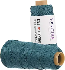 Knitsilk Pure Silk Viscose Blend Yarn in Cones - Perfect for Crochet and Knitting,Jewellery and DIY Projects(8ply-160 Yards-Green pine-Pack of 1)