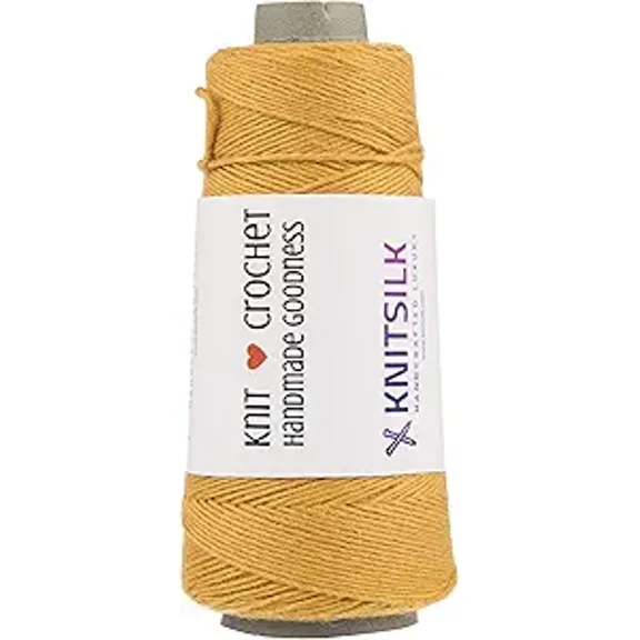 Knitsilk Pure Silk Viscose Blend Yarn in Cones - Perfect for Crochet and Knitting,Jewellery and DIY Projects(8ply-160 Yards-Mustard-Pack of 1)